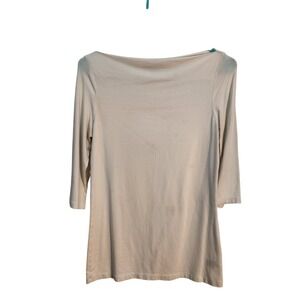 Willi Smith Boat Neck 3/4 Sleeve  White Tunic Top Minimalist Style‎ Size M